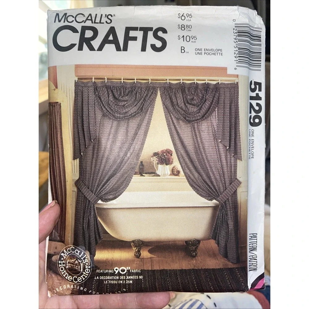 Uncut Vintage 1990 McCalls Crafts 5129 Sewing Pattern Curtains Window Shower